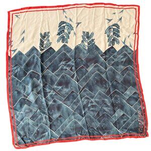 NWT 100% Silk Cotelac Blue Mountain Square Scarf - Made in India 32" x 32"